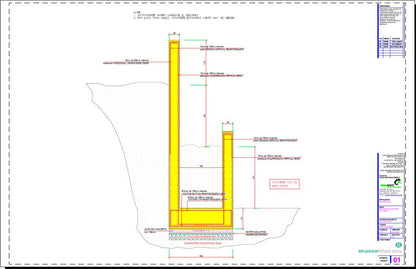 Double Stepped Retaining Wall Drawing Detail