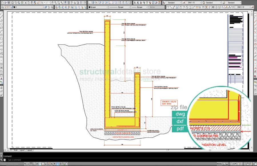 Double Stepped Retaining Wall Drawing Detail