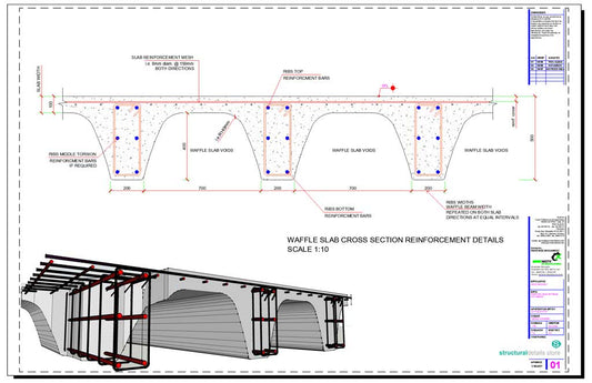 Waffle Slab Cross Section Reinforcement Detail