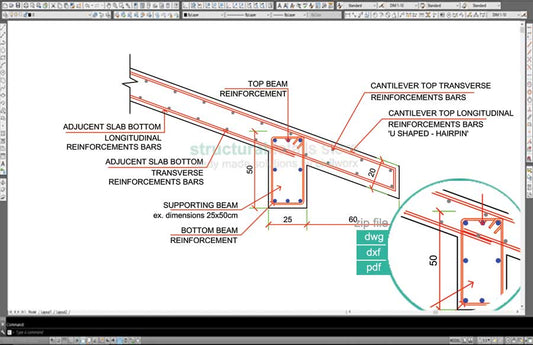 Reinforced Concrete Sloped Roof Slab Overhang Detail