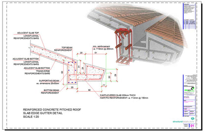 Concrete Pitched Roof Slab Edge Gutter Detail