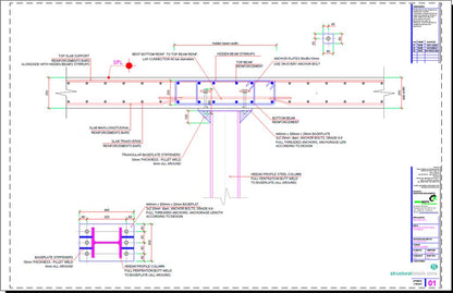 Reinforced Concrete Hidden Slab Beam Steel Column Exposed Support