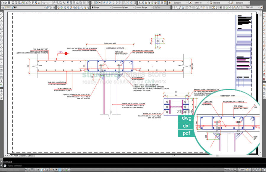 Reinforced Concrete Hidden Slab Beam Steel Column Exposed Support