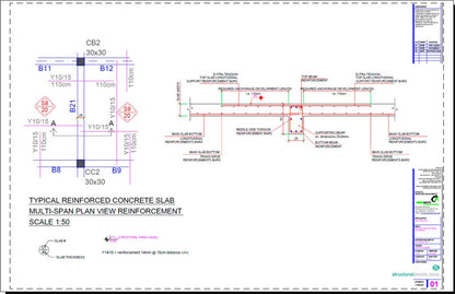 Reinforced Concrete Mid-Span Slab Beam Support Detail