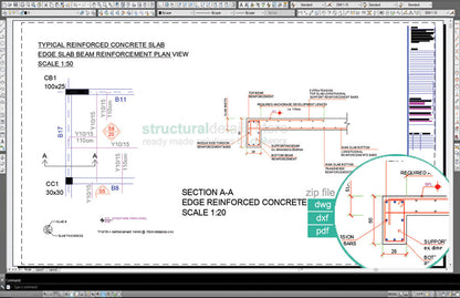 Reinforced Concrete Edge Slab Beam Support Detail