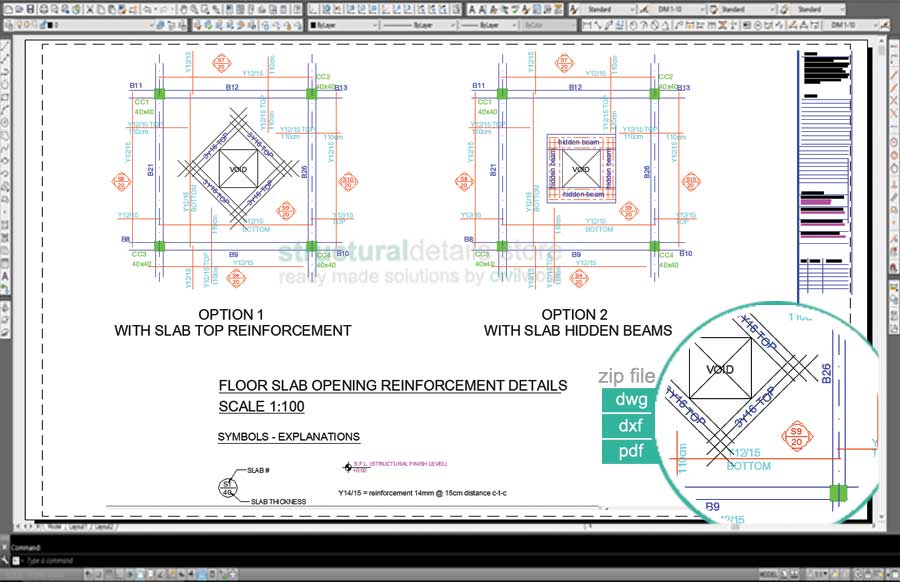 Slab Drawing.pdf Flat Slab Opening Reinforcement CAD drawing detail - structuraldetails