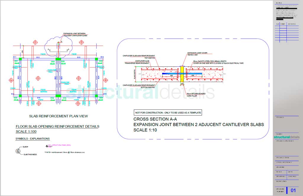 Reinforced Concrete Cantilever Slabs Expansion Joint Detail