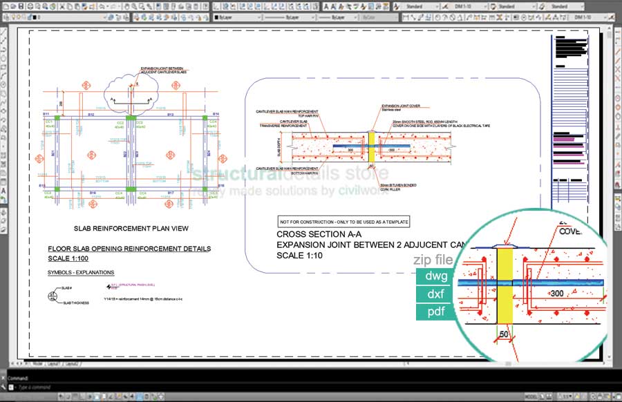 Reinforced Concrete Cantilever Slabs Expansion Joint Detail