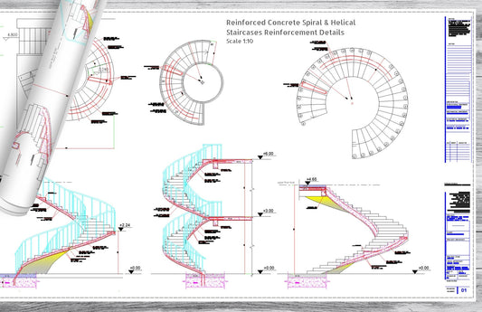 Reinforced Concrete Spiral Helical Staircases Reinforcement Details