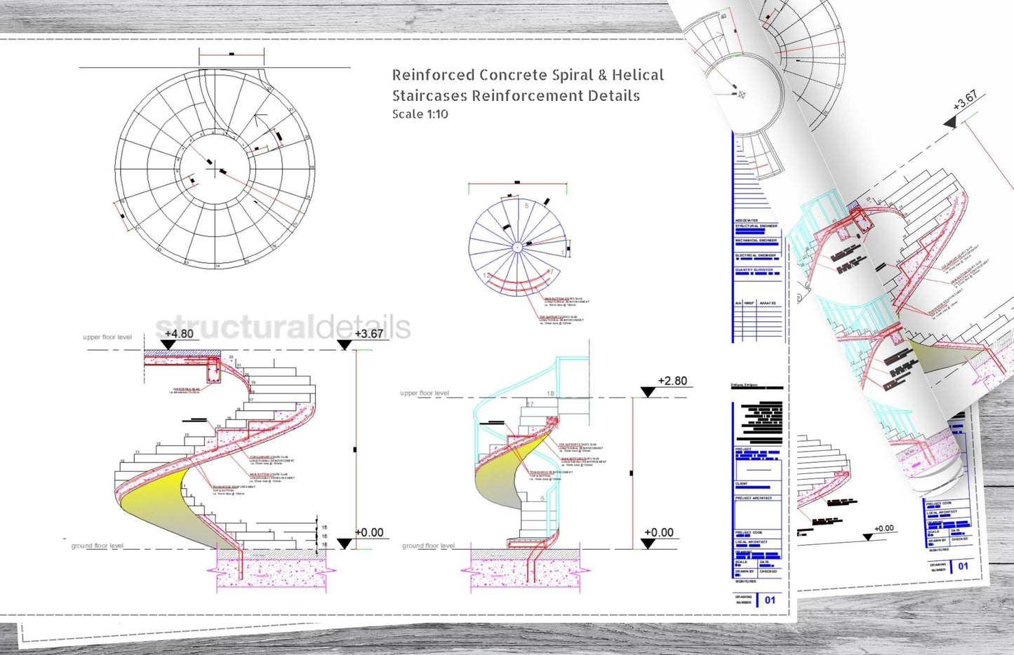 Reinforced Concrete Spiral Helical Staircases Reinforcement Details