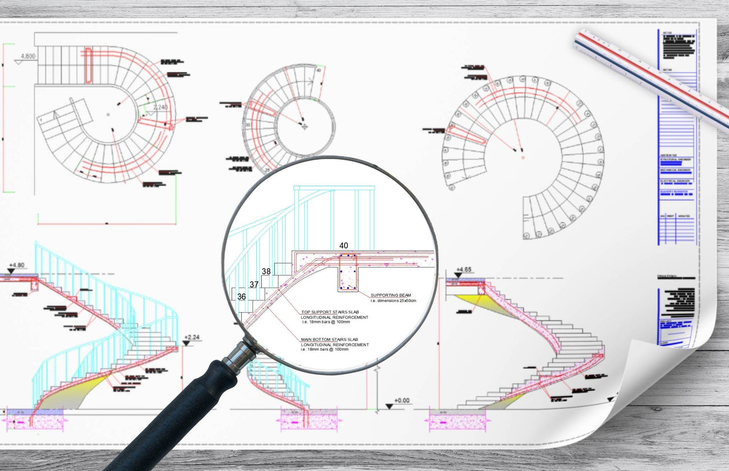 Reinforced Concrete Spiral Helical Staircases Reinforcement Details