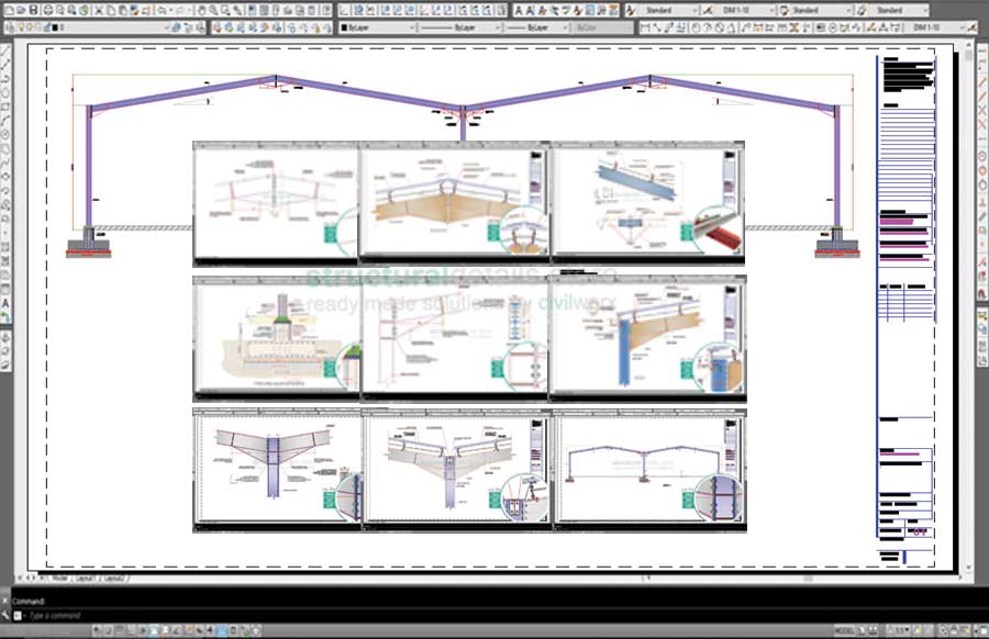 Complete Double Span Hangar Portal Frame Design Details