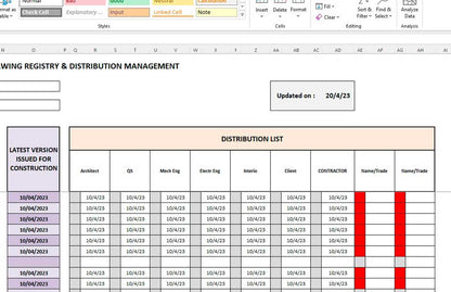 Drawing Registry and Distribution Management Excel Template