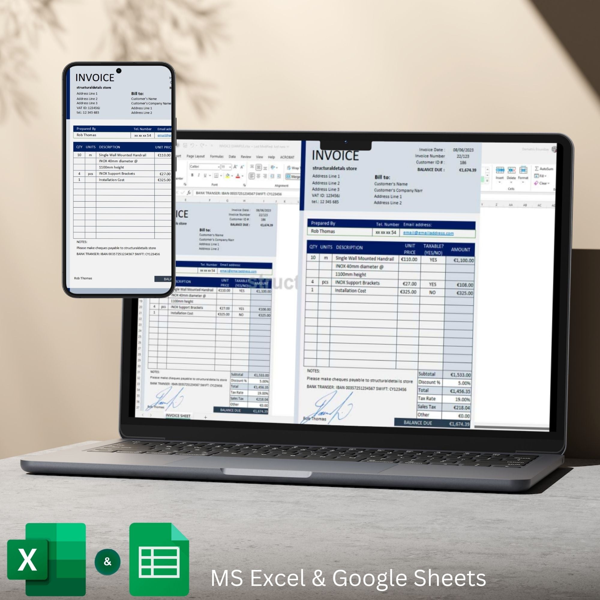 Invoice Excel Template - structuraldetails