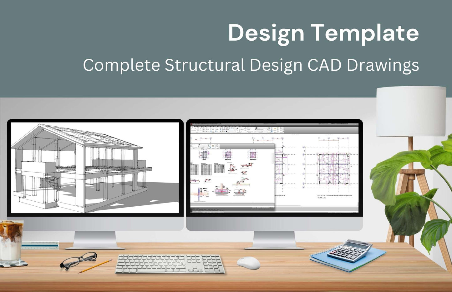 Complete structural design drawings for a reinforced concrete house