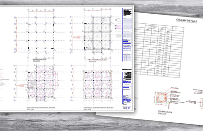 Complete structural design drawings for a reinforced concrete house