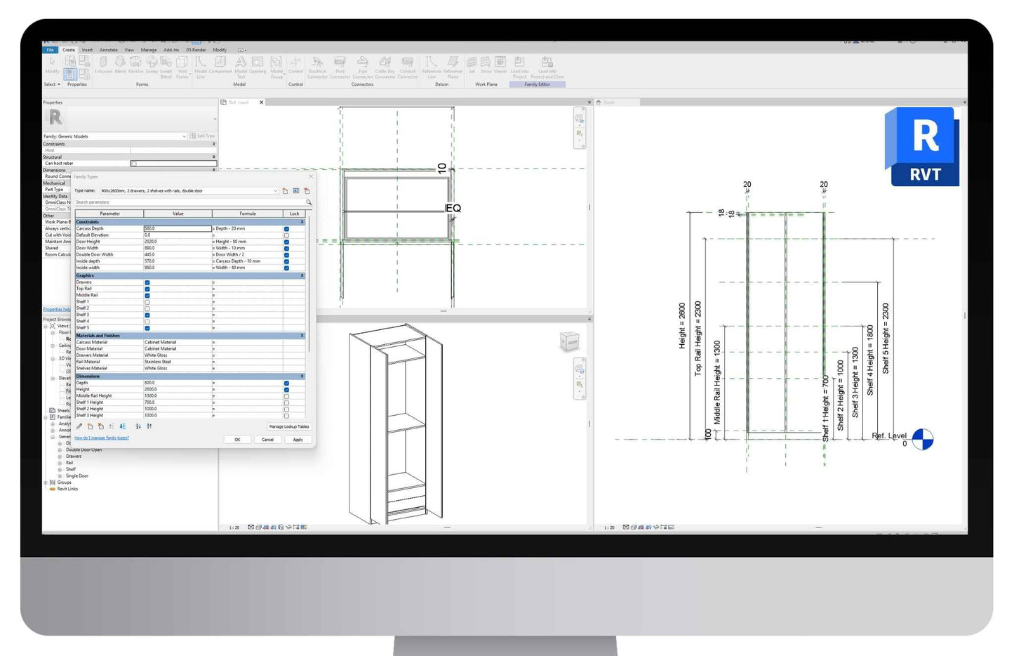 Modular Fully Parametric Wardrobe Revit Family