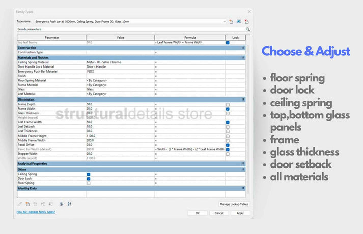 Emergency Curtain Wall Panel Door Fully Parametric Revit Family ...