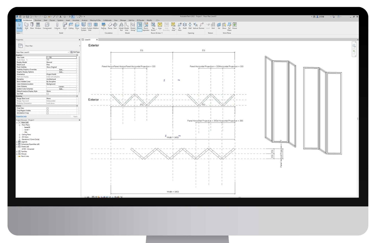 Fully Parametric Curtain Wall BiFold Doors Panels