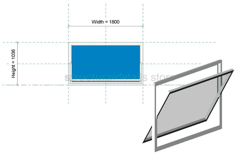 Curtain Wall Panel Pivot Window Parametric Revit Family - structuraldetails