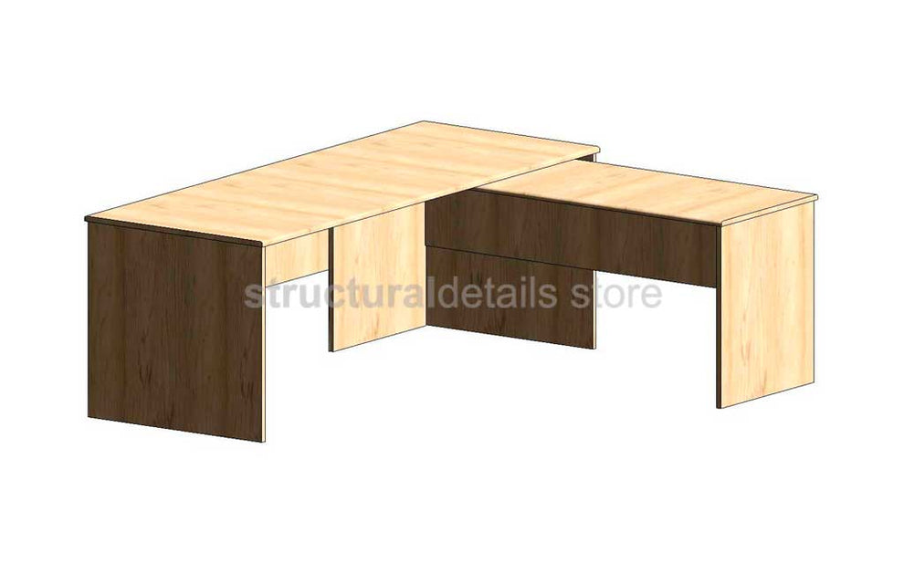 Office Desk with Side Extension Parametric Revit Family - structuraldetails
