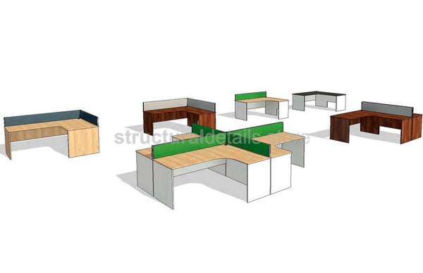 L Shaped Office Desk Fully Parametric Revit Family - structuraldetails