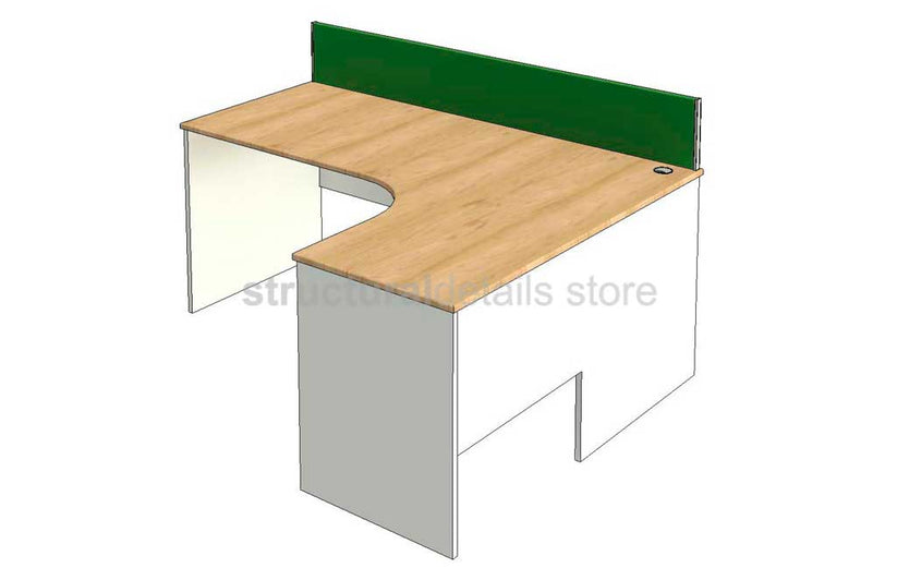 L Shaped Office Desk Fully Parametric Revit Family - structuraldetails