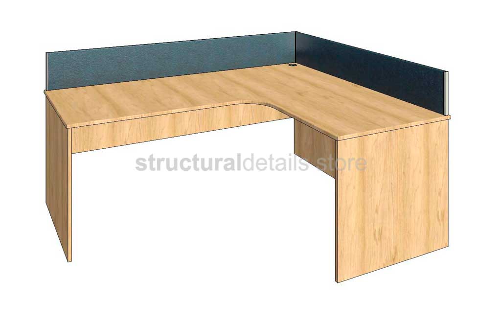 L Shaped Office Desk Fully Parametric Revit Family - structuraldetails