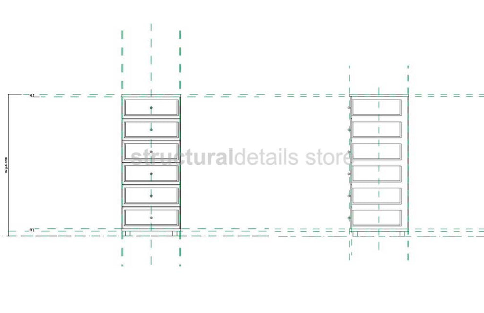 Single Drawer Dresser Unit Parametric Revit Family - structuraldetails
