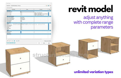 Bed Side Rtable Rfa Bedside Table Night Stand Parametric Revit Family - structuraldetails