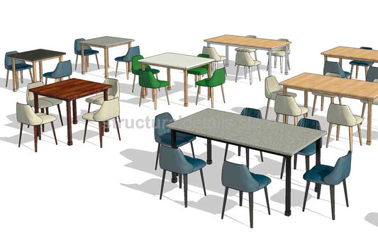 Parametric Revit Multiuse Table and Chair Configuration Setups Family