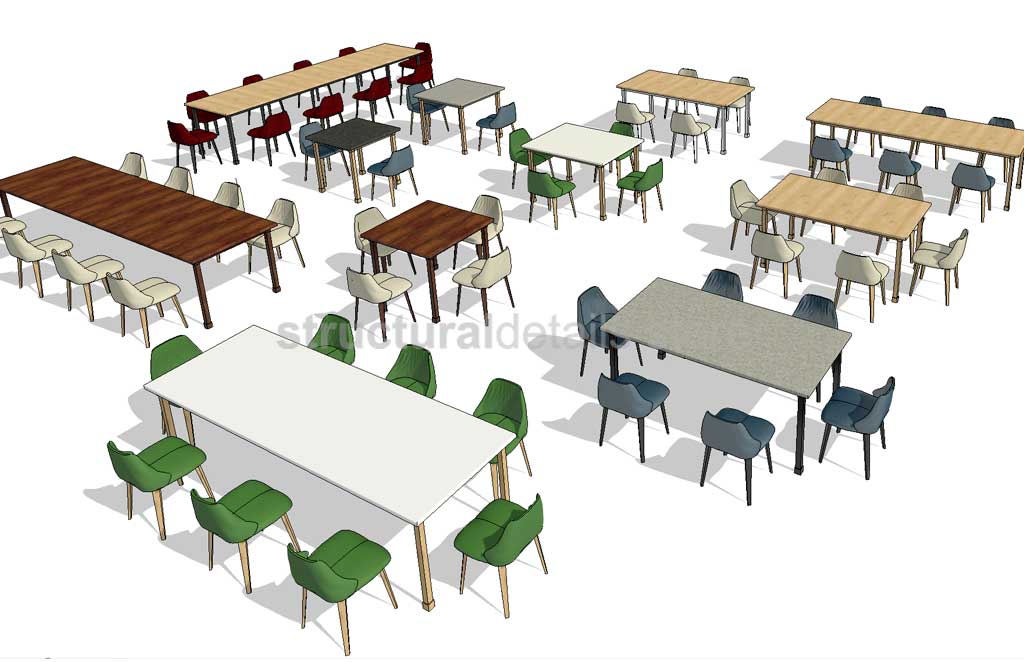 Parametric Revit Multiuse Table and Chair Configuration Setups Family