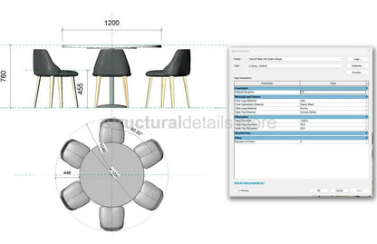 Parametric Revit Round Table and Chair Configuration Setups Family