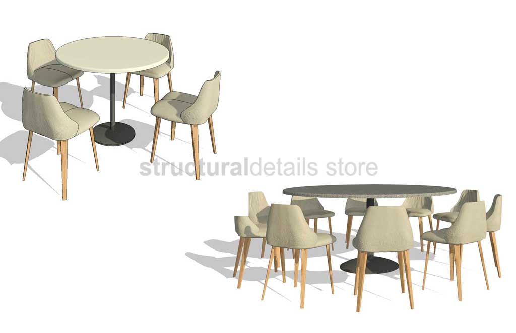 Parametric Revit Round Table and Chair Configuration Setups Family ...