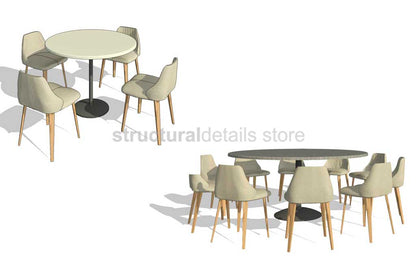 Parametric Revit Round Table and Chair Configuration Setups Family