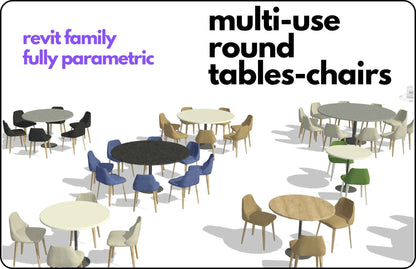 Parametric Revit Round Table and Chair Configuration Setups Family