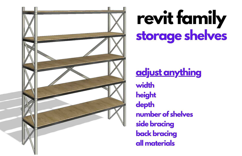 Storage Rack Shelves Parametric Revit Family - structuraldetails