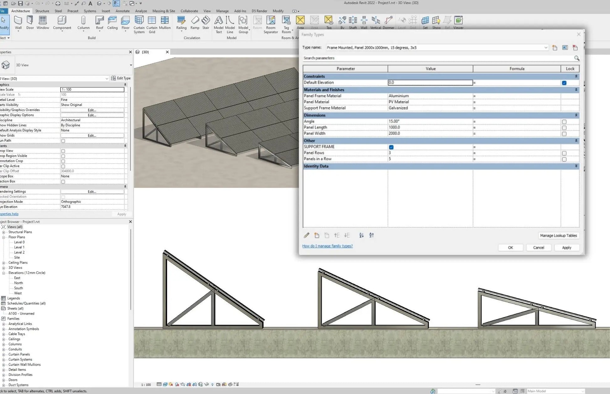 Photovoltaic Solar Panels Parametric Revit Family - structuraldetails