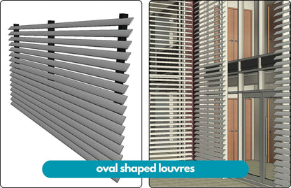 Exterior Aluminium Sun Screen Fixed Louvres