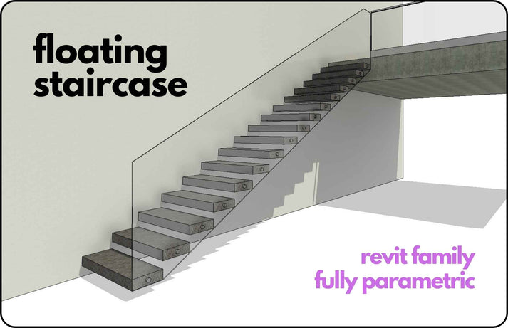 Revipt Floating Floating Cantilever Fully Parametric Revit Staircase Wall Based Family ...