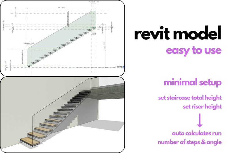 Revipt Floating Floating Cantilever Fully Parametric Revit Staircase Wall Based Family ...