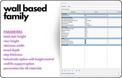 Floating Cantilever Fully Parametric Revit Staircase Wall Based Family