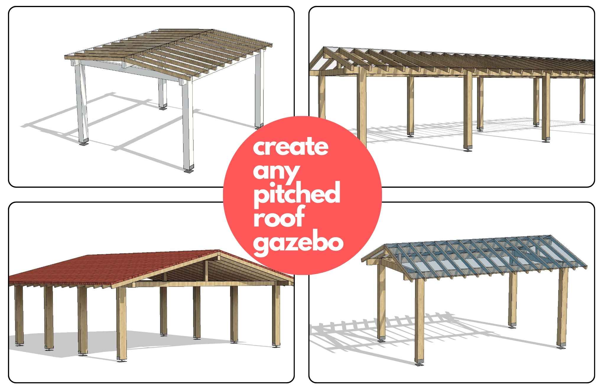 Gazebo Rvt Wooden Gazebo Pitched Roof Cover Parametric Revit Family ...