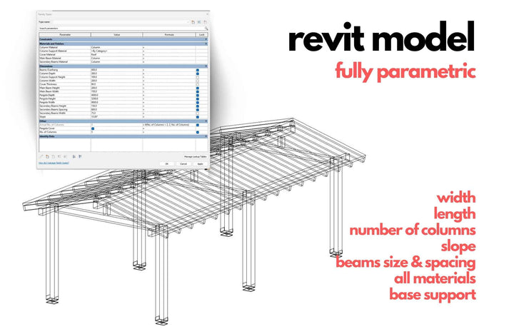 Gazebo Rvt Wooden Gazebo Pitched Roof Cover Parametric Revit Family ...