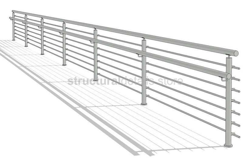 Line Based Horizontal Bars Railing Revit Family - structuraldetails