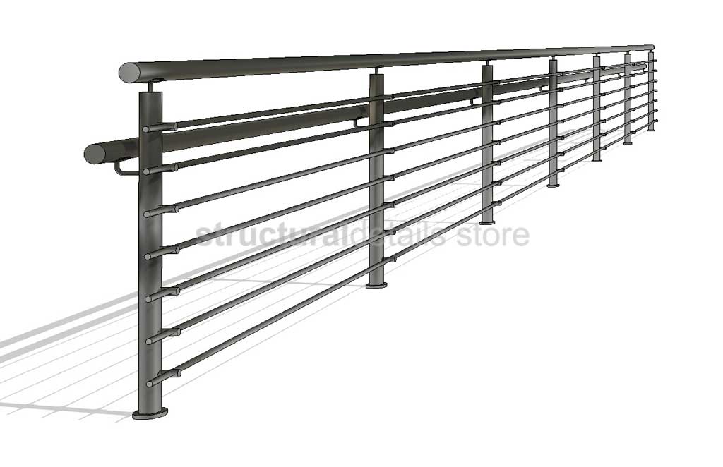 Line Based Horizontal Bars Railing Revit Family - structuraldetails
