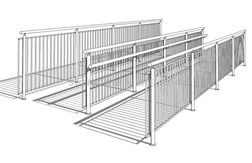 Intermediate Vertical Rails Line Based Vertical Bar Railing Revit Family - structuraldetails