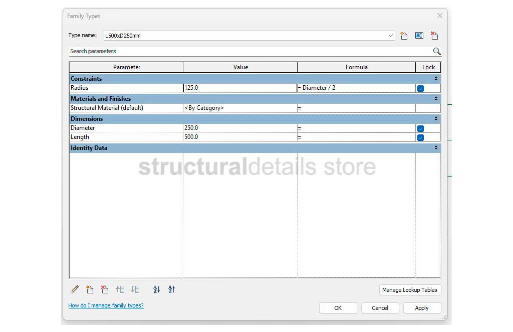 Oval Shaped Column Parametric Revit Family - structuraldetails