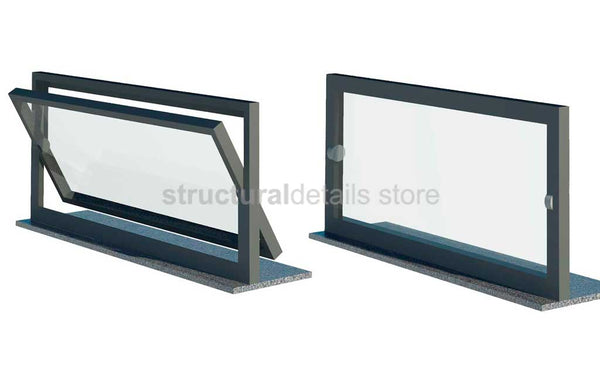 Pivot Window Horizontal Axis Parametric Revit Family - structuraldetails