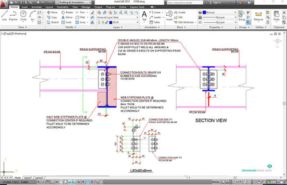 Double Angle Web Cleats Simple Beam to Beam Connection